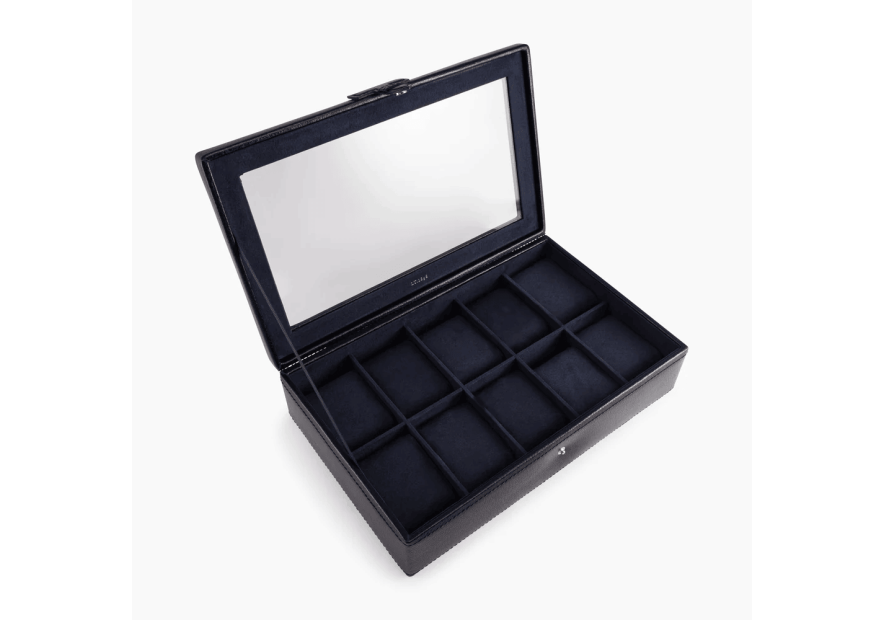 Le Tanneur TBJ7394 - CUIR DE VACHETTE - NOI coffret 10 montres vitré Coffrets à bijoux