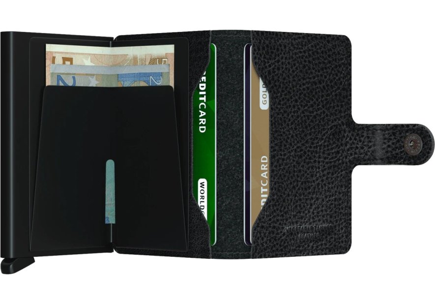 Secrid MVG - ALUMINIUM/CUIR - BLACK/BLA porte cartes miniwallet veg Porte-cartes