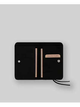 Les Ateliers Foures B53 - CUIR DE VACHETTE - NOIR portefeuille femme dos à dos baroudeuse m Portefeuille Homme