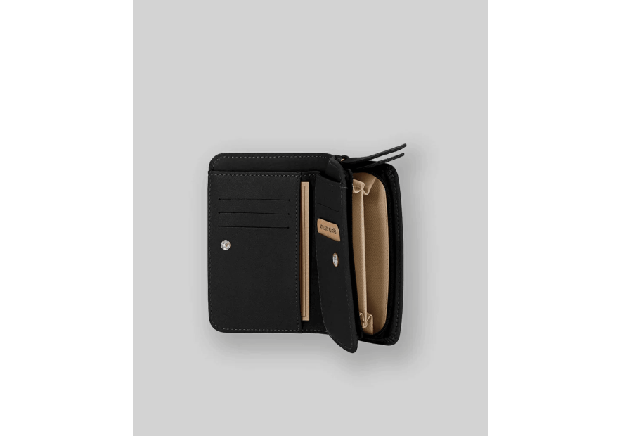 Les Ateliers Foures B53 - CUIR DE VACHETTE - NOIR portefeuille femme dos à dos baroudeuse m Portefeuille Homme