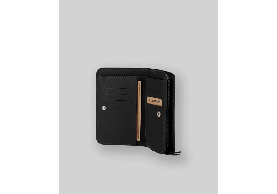 Les Ateliers Foures B53 - CUIR DE VACHETTE - NOIR portefeuille femme dos à dos baroudeuse m Portefeuille Homme