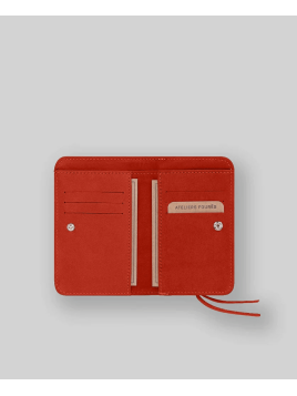 Les Ateliers Foures B53 - CUIR DE VACHETTE - ORANGE. portefeuille femme dos à dos baroudeuse m Portefeuille Homme