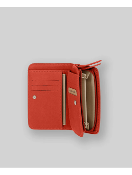 Les Ateliers Foures B53 - CUIR DE VACHETTE - ORANGE. portefeuille femme dos à dos baroudeuse m Portefeuille Homme