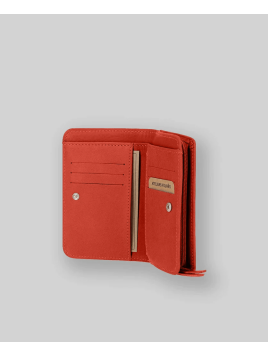 Les Ateliers Foures B53 - CUIR DE VACHETTE - ORANGE. portefeuille femme dos à dos baroudeuse m Portefeuille Homme