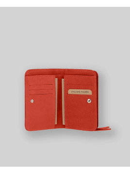 Les Ateliers Foures B53 - CUIR DE VACHETTE - ORANGE. portefeuille femme dos à dos baroudeuse m Portefeuille Homme