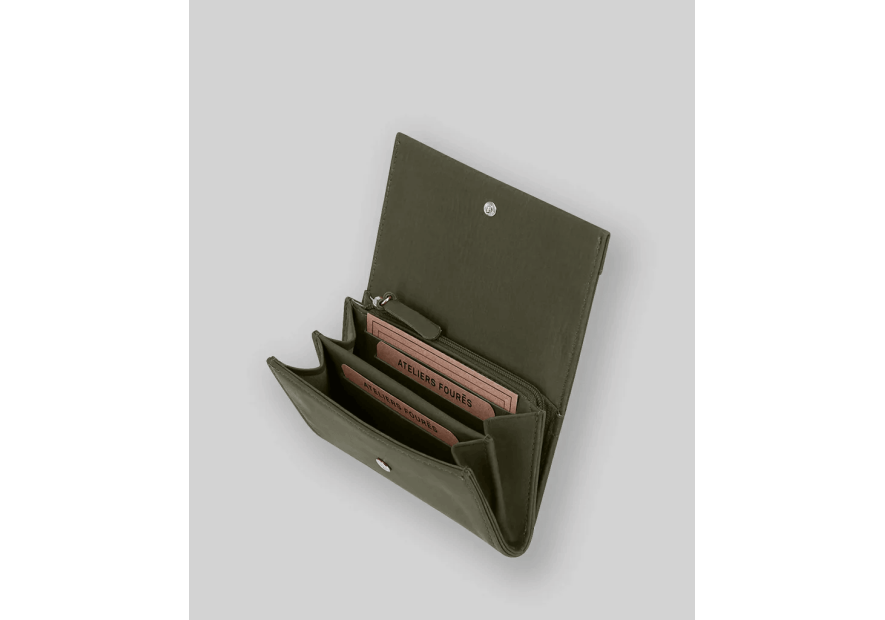 Les Ateliers Foures B55. - CUIR DE VACHETTE - KAKI les ateliers fourès- baroudeuse- porte monnaie Porte-monnaie
