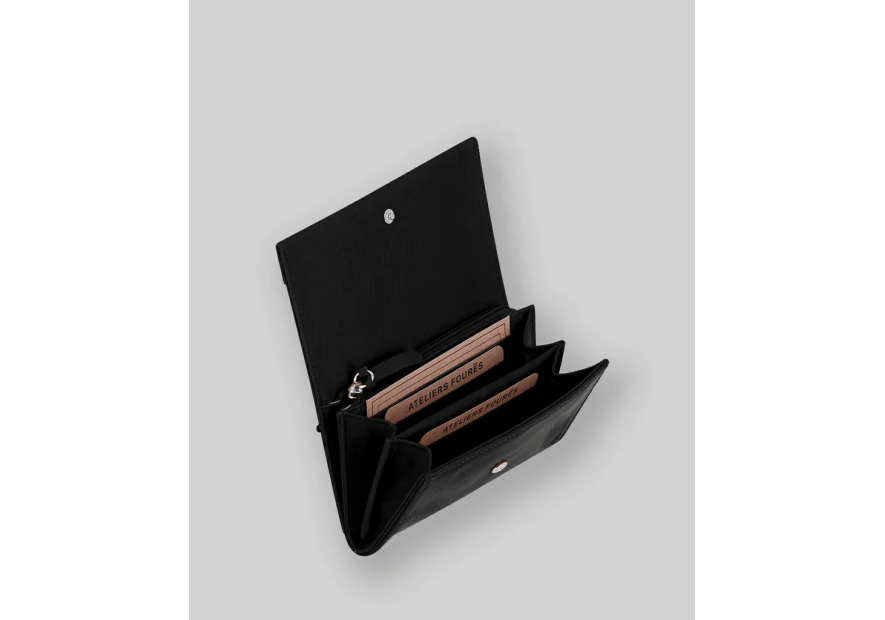 Les Ateliers Foures B55. - CUIR DE VACHETTE - NOIR les ateliers fourès- baroudeuse- porte monnaie Porte-monnaie