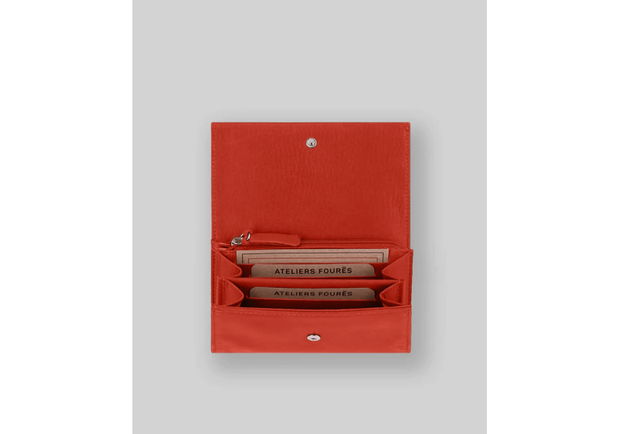 Les Ateliers Foures B55. - CUIR DE VACHETTE - ORANGE les ateliers fourès- baroudeuse- porte monnaie Porte-monnaie Femme
