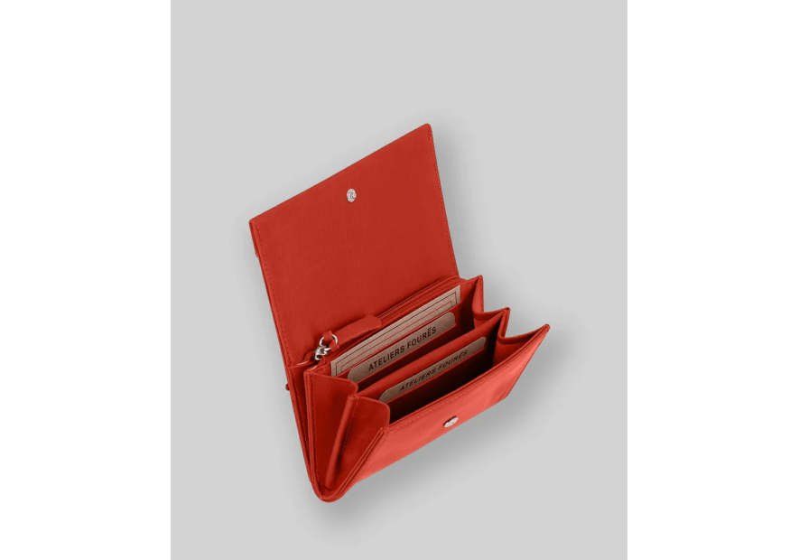 Les Ateliers Foures B55. - CUIR DE VACHETTE - ORANGE les ateliers fourès- baroudeuse- porte monnaie Porte-monnaie Femme