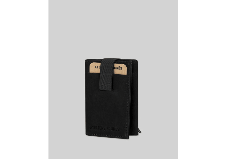 Les Ateliers Foures 920. - CUIR DE VACHETTE - NOIR portefeuille elastic baroudeur thasos Portefeuilles