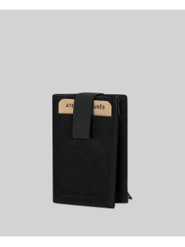 Les Ateliers Foures 920. - CUIR DE VACHETTE - NOIR portefeuille elastic baroudeur thasos Portefeuilles