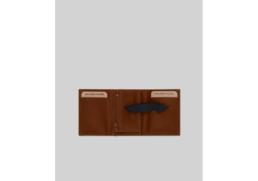 Les Ateliers Foures 920. - CUIR DE VACHETTE - FAUVE portefeuille elastic baroudeur thasos Portefeuilles