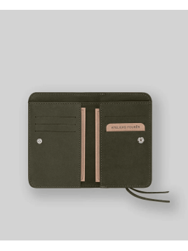 Les Ateliers Foures B53 - CUIR DE VACHETTE - KAKI portefeuille femme dos à dos baroudeuse m Portefeuille Homme