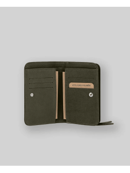 Les Ateliers Foures B53 - CUIR DE VACHETTE - KAKI portefeuille femme dos à dos baroudeuse m Portefeuille Homme