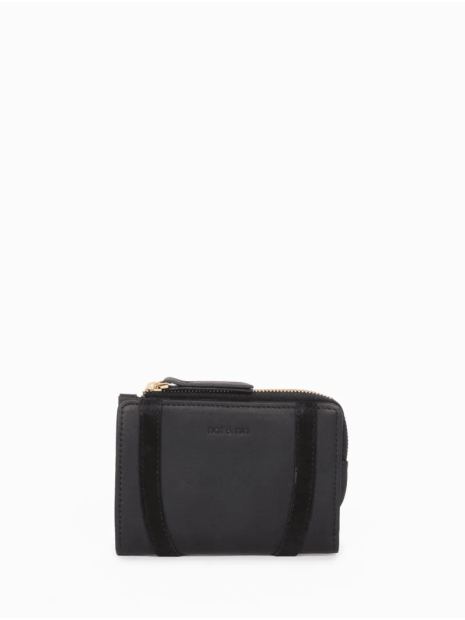 Nat & Nin ROZA - CUIR DE VACHETTE - NOIR portefeuille femme zip et cartes roza nat&nin porte-monnaie-femme