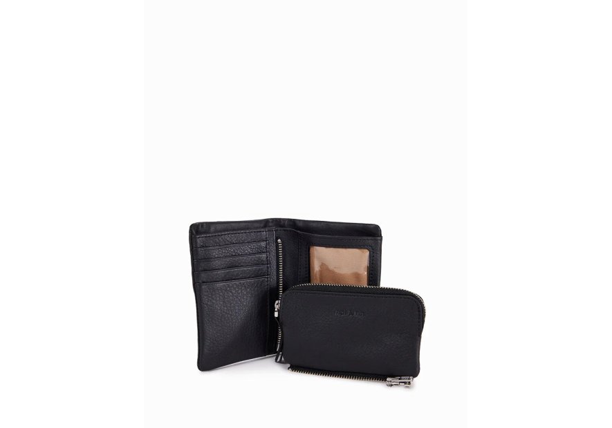 Nat & Nin JOYCE - CUIR DE VACHETTE - NOIR portefeuille + porte monnnaie amovible Portefeuilles