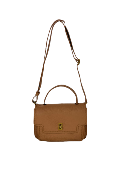 vison'a 23632 - CUIR DE VACHETTE - TABAC visona- double- trotteur rabat Sac business
