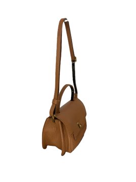 vison'a 23632 - CUIR DE VACHETTE - TABAC visona- double- trotteur rabat Sac business