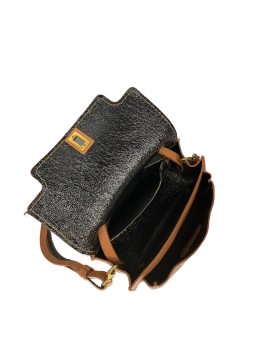vison'a 23632 - CUIR DE VACHETTE - TABAC visona- double- trotteur rabat Sac business