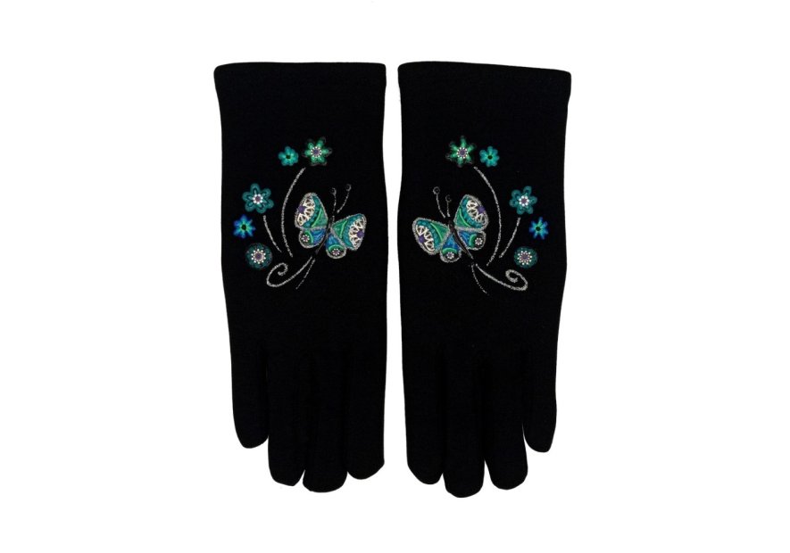 Quand les poules auront des gants GTA - POLYAMIDE - BUTTERFLY BLEU gants femme taille unique quand les poules auront gants fe...