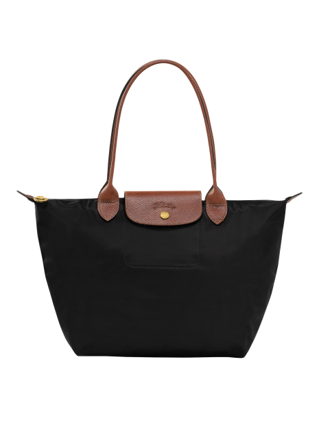 Longchamp 2605089 - NYLON ET CUIR - NOIR sac cabas m le pliage n'est pas format a4 sac-a-main-shopping-toile-ou-cuir