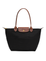Longchamp 2605089 - NYLON ET CUIR - NOIR sac cabas m le pliage n'est pas format a4 sac-a-main-shopping-toile-ou-cuir