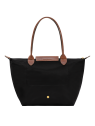 Longchamp 2605089 - NYLON ET CUIR - NOIR sac cabas m le pliage n'est pas format a4 sac-a-main-shopping-toile-ou-cuir
