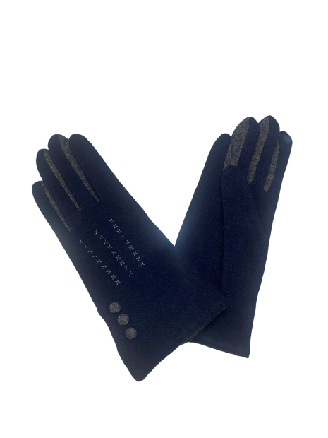 Glove Story 31161NF - LAINE/NYLON - DEEP BLU gants femme laine 3 boutons glove story gants-femme