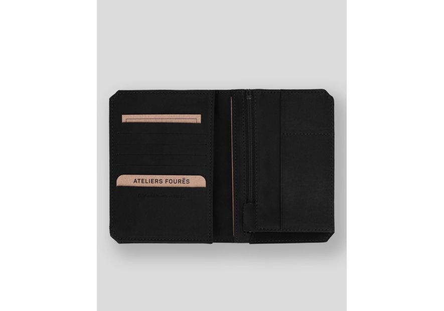 Les Ateliers Foures 9120X - CUIR DE VACHETTE - NOIR portefeuille baroudeur prométhé Portefeuilles