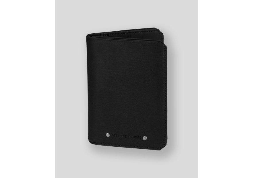 Les Ateliers Foures 9120X - CUIR DE VACHETTE - NOIR portefeuille baroudeur prométhé Portefeuilles