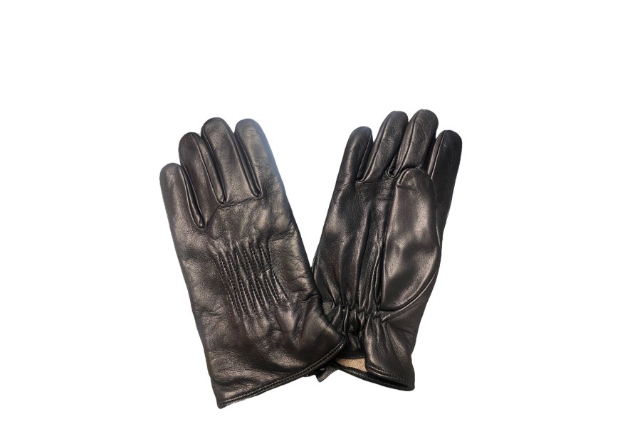 Glove Story 22112TR - CUIR D'AGNEAU - NOIR - glove story-plissage fantaisie-gants homme Gants