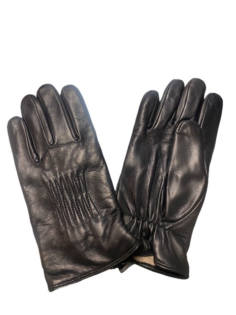 Glove Story 22112TR - CUIR D'AGNEAU - NOIR glove story-plissage fantaisie-gants homme gants-homme