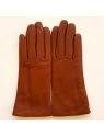 Poujade P01DC - CUIR D'AGNEAU - COGNAC gants femme capucine doublé cachemire gants-femme