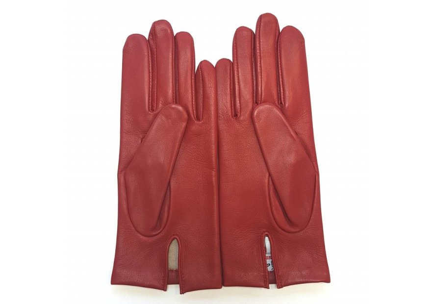Poujade P01DC - CUIR D'AGNEAU - ROUGE -  gants femme capucine doublé cachemire Gants