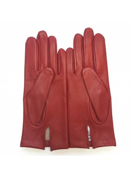 Poujade P01DC - CUIR D'AGNEAU - ROUGE -  gants femme capucine doublé cachemire Gants
