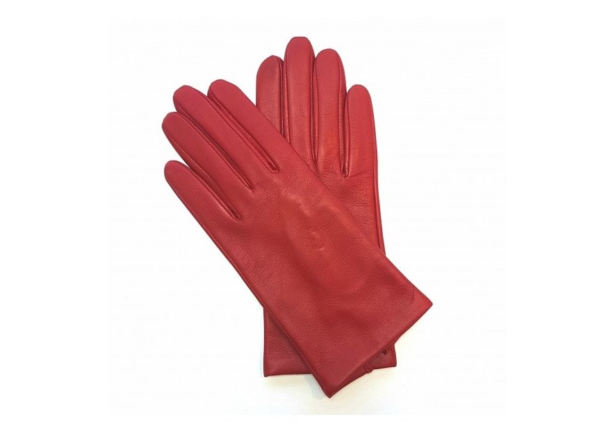 Poujade P01DC - CUIR D'AGNEAU - ROUGE -  gants femme capucine doublé cachemire Gants