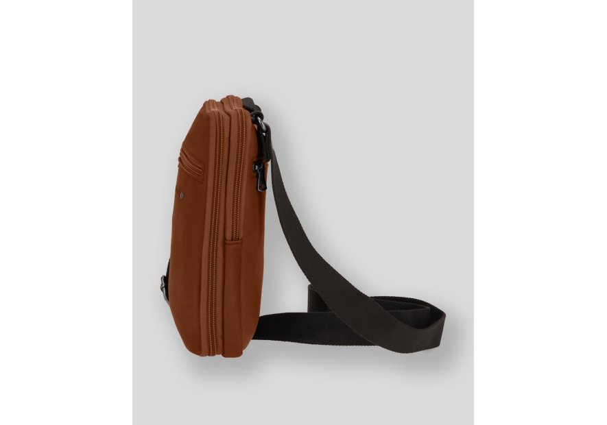 Les Ateliers Foures 9327 - CUIR DE VACHETTE - FAUVE sac homme style holster double zip baroudeur Sacs bandoulière/Sacoches