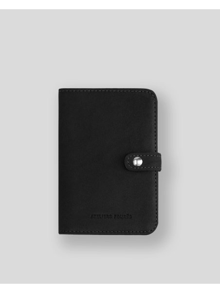 Les Ateliers Foures B52 - CUIR DE VACHETTE - NOIR portefeuille petit format avec patte pression Portefeuilles