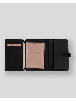 Les Ateliers Foures B52 - CUIR DE VACHETTE - NOIR portefeuille petit format avec patte pression Portefeuilles