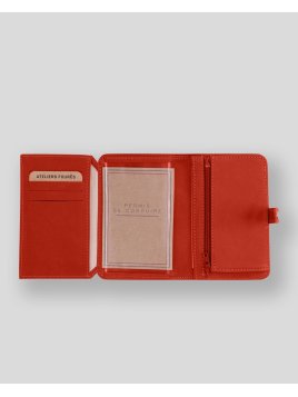 Les Ateliers Foures B52 - CUIR DE VACHETTE - ORANGE. portefeuille petit format avec patte pression Portefeuilles