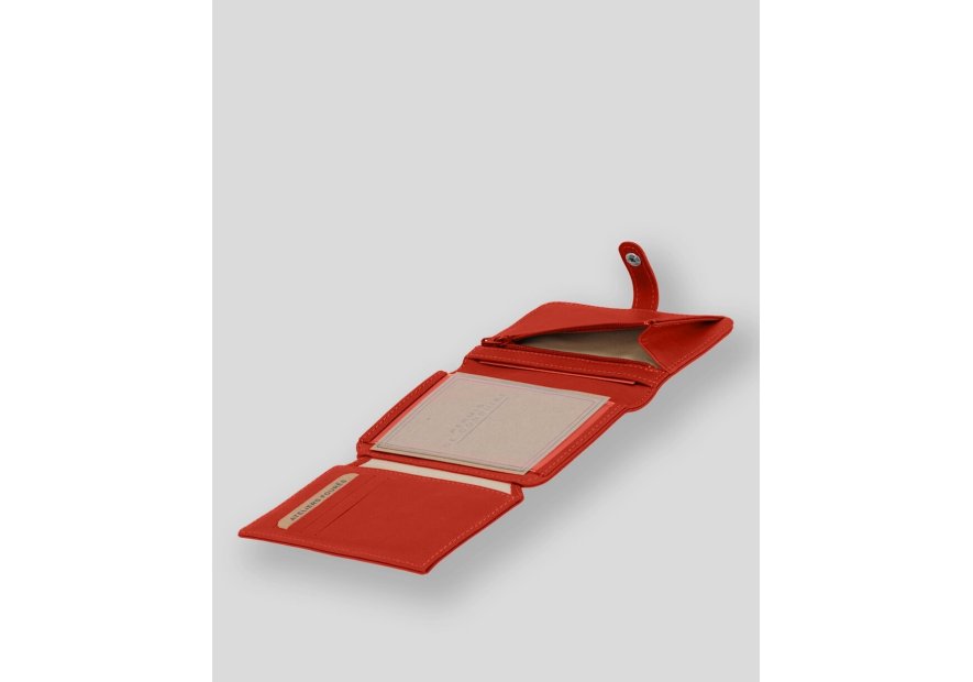 Les Ateliers Foures B52 - CUIR DE VACHETTE - ORANGE. portefeuille petit format avec patte pression Portefeuilles