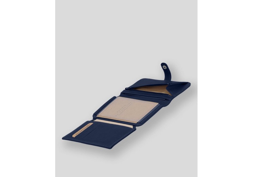 Les Ateliers Foures B52 - CUIR DE VACHETTE - OCEAN portefeuille petit format avec patte pression Portefeuilles