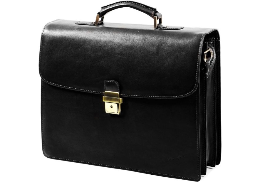 Gerard Henon 5228 - CUIR DE VACHETTE - NOIR Serviette Serviette à rabat avec bandoulière