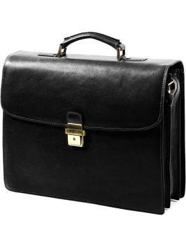 Gerard Henon 5228 - CUIR DE VACHETTE - NOIR Serviette Serviette à rabat avec bandoulière