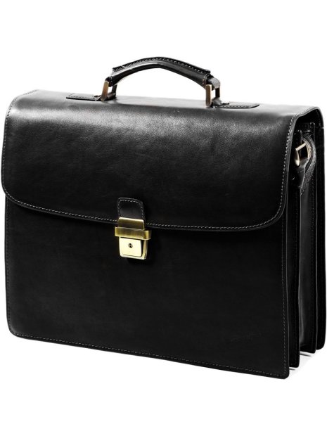 Gerard Henon 5228 - CUIR DE VACHETTE - NOIR Serviette serviette-a-rabat-avec-bandouliere