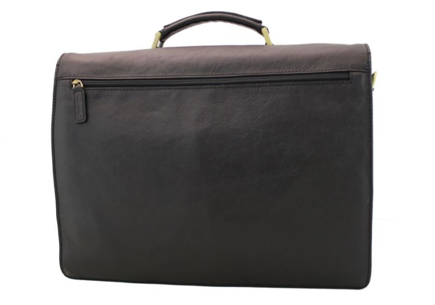 Gerard Henon 5228 - CUIR DE VACHETTE - NOIR Serviette Serviette à rabat avec bandoulière