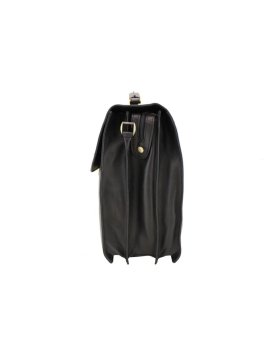 Gerard Henon 5228 - CUIR DE VACHETTE - NOIR Serviette Serviette à rabat avec bandoulière