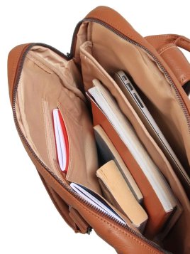 Gerard Henon 6966 - CUIR DE VACHETTE - MARRON sac à dos porté main ordi 17" Sac business