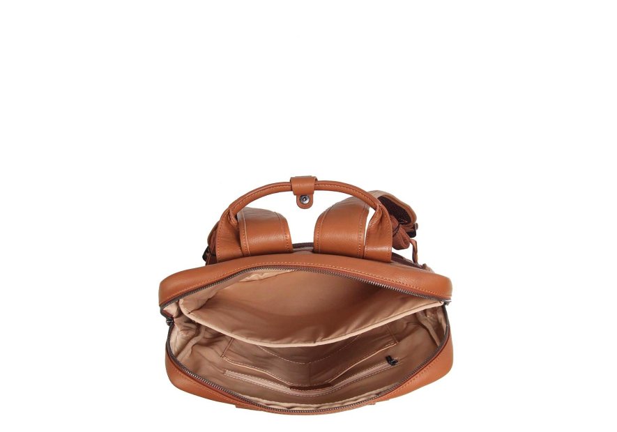 Gerard Henon 6966 - CUIR DE VACHETTE - MARRON sac à dos porté main ordi 17" Sac business