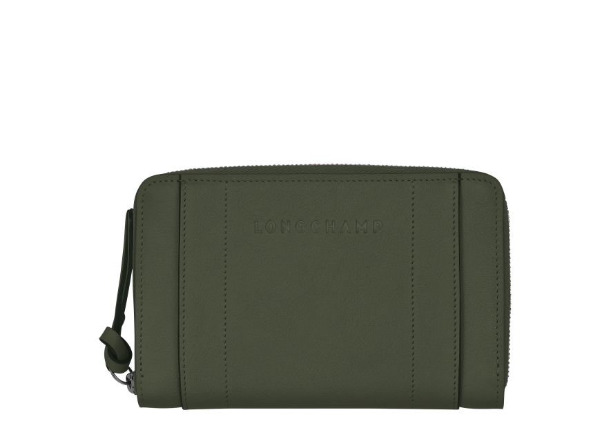 Longchamp 3622HCV - CUIR DE VEAU - KAKI -  portefeuille 3d Porte-monnaie